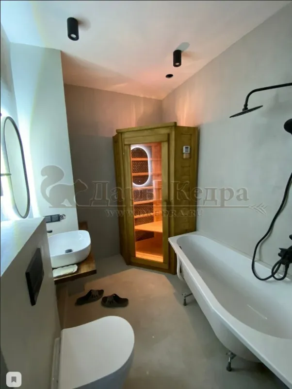 Одноместная угловая инфракрасная сауна кабина из кедра и липы с карбоновыми излучателями