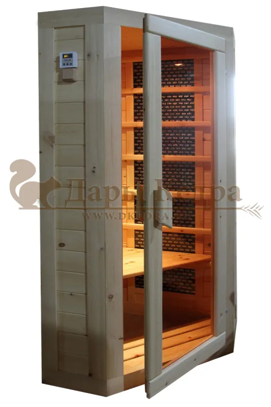 Одноместная угловая инфракрасная сауна кабина из кедра и липы с карбоновыми излучателями