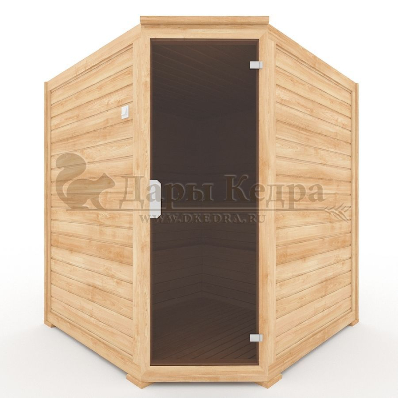 Пятиместная угловая финская сауна кабина из кедра с электрокаменкой