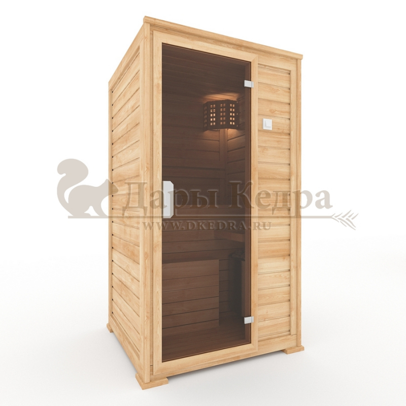 Одноместная финская сауна кабина из кедра с электрокаменкой Одноместная финская сауна кабина из кедра с электрокаменкой