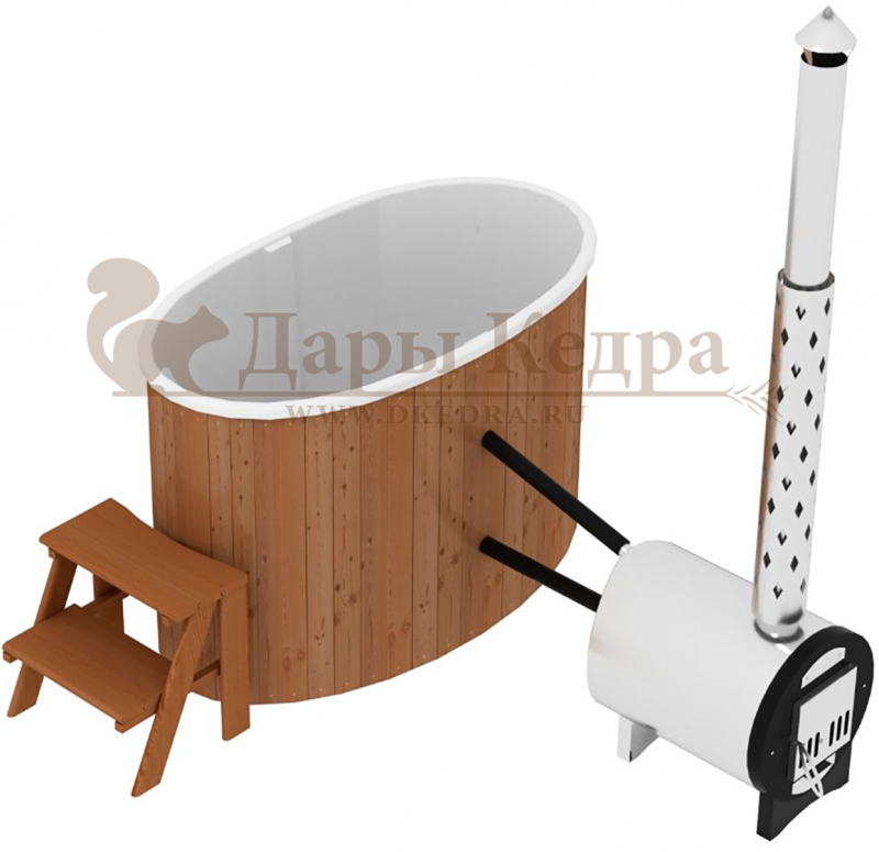 Финская овальная композитная купель с подогревом (с печкой)  «НОТА 98 с печью 25 квт» Финская овальная композитная купель с подогревом (с печкой)  «НОТА 98 с печью 25 квт»
